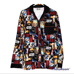long sleeve Star Wars pajama button up top size MEDIUM